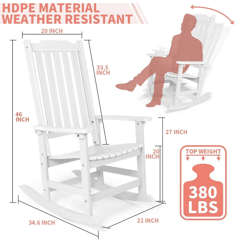 Vrakae 2 chaises berçantes à dossier haut résistantes aux intempéries pour patio