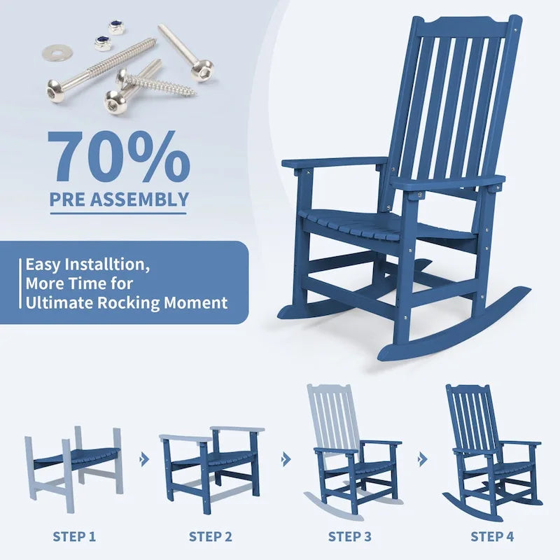 Vrakae 2 chaises berçantes à dossier haut résistantes aux intempéries pour patio