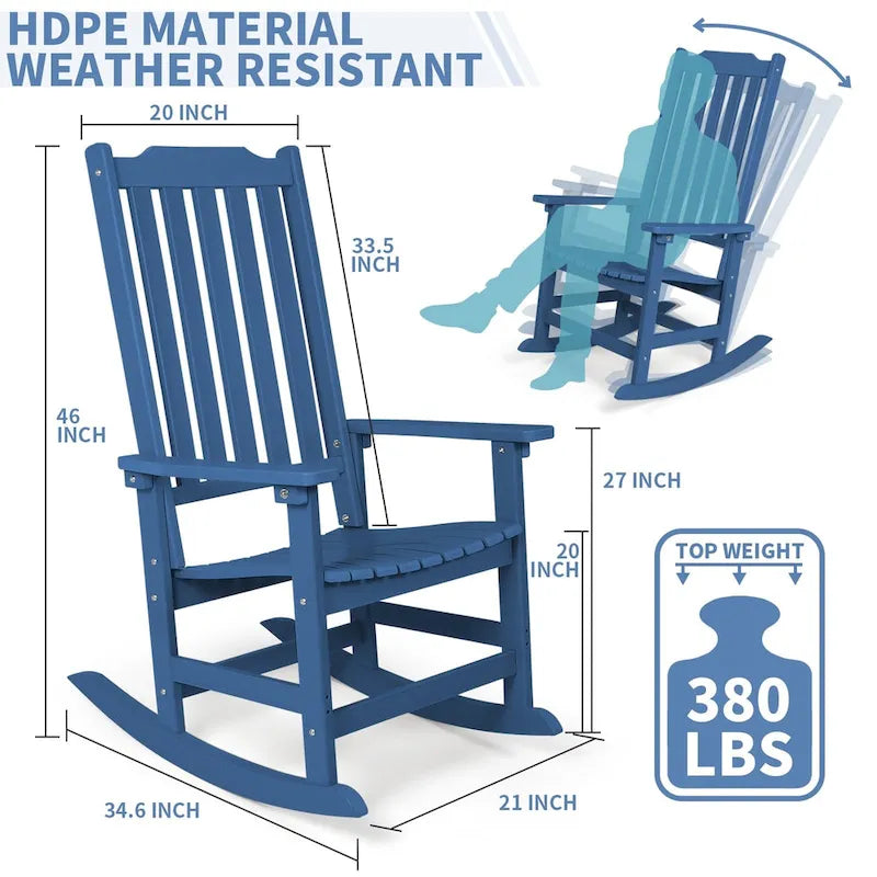 Vrakae 2 chaises berçantes à dossier haut résistantes aux intempéries pour patio