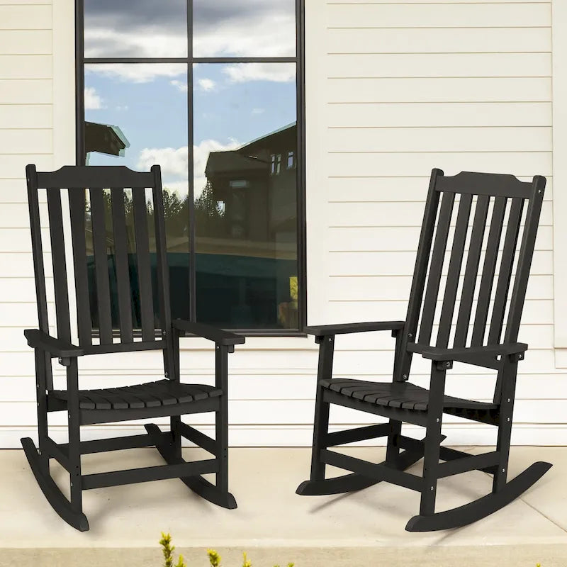 Vrakae 2 chaises berçantes à dossier haut résistantes aux intempéries pour patio