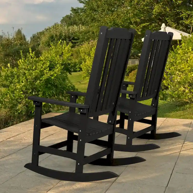 Vrakae 2 chaises berçantes à dossier haut résistantes aux intempéries pour patio