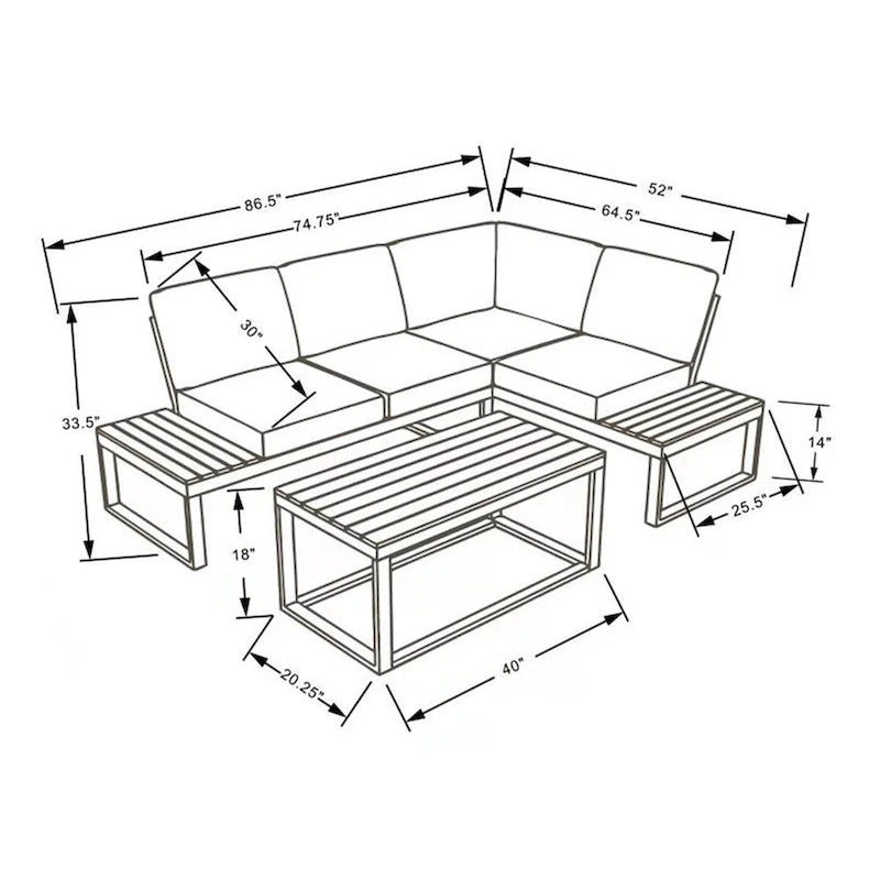 Ensemble de canapés de jardin modulables Cordova