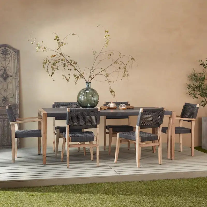 Table basse d'extérieur en bois avec pieds en bois - Gris foncé - Décor Roche River