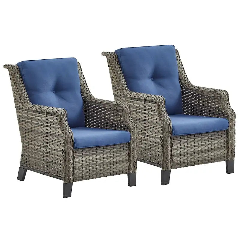 Chaises d'extérieur Gymojoy, lot de 2 chaises de salle à manger de patio en rotin PE - Gris