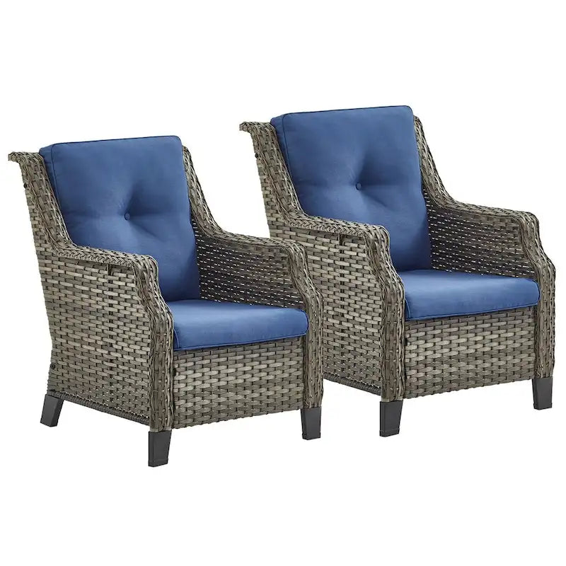Gymojoy Outdoor Chairs PE Wicker Patio Dining Chairs Set of 2 - Grey