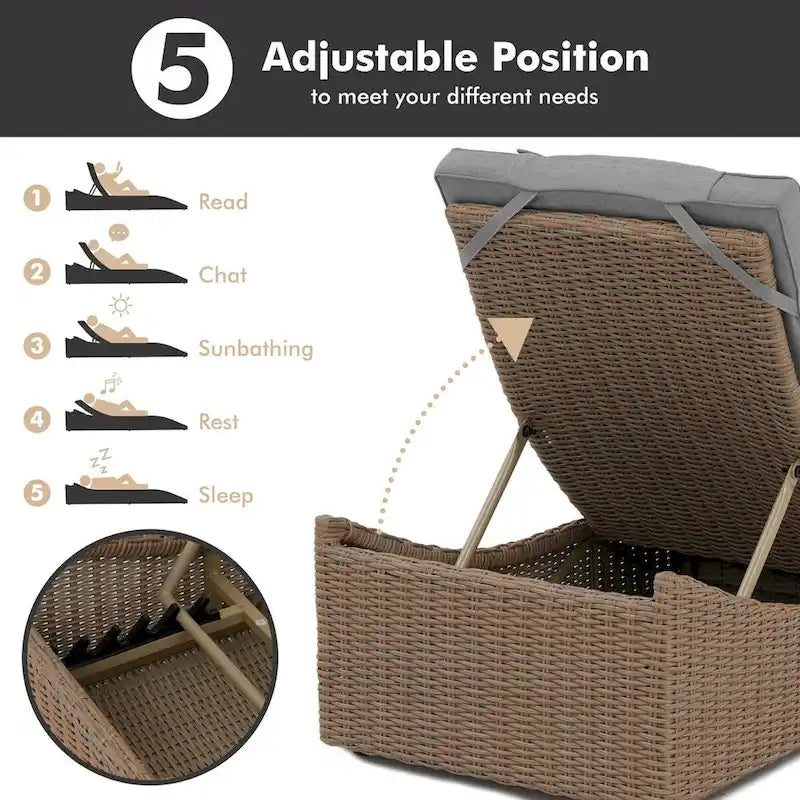 Chaise longue d'extérieur, chaise longue de patio, chaise longue de piscine pour bronzer, transat de piscine plat