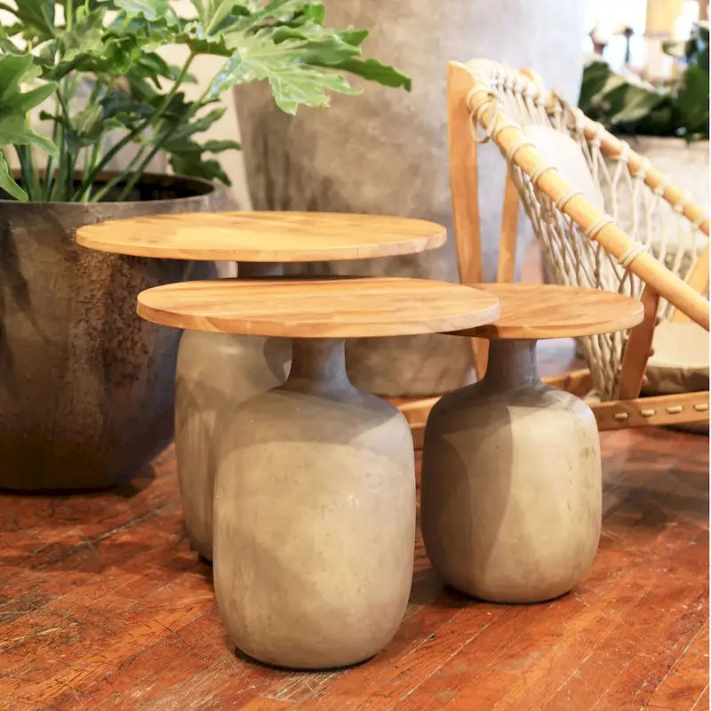 Table d'appoint Elizabeth, naturel/gris