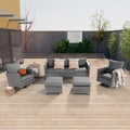 LIVOOSUN Patio 6Pcs Furniture Conversation Gray Rattan Swivel Rocking Sofa Set
