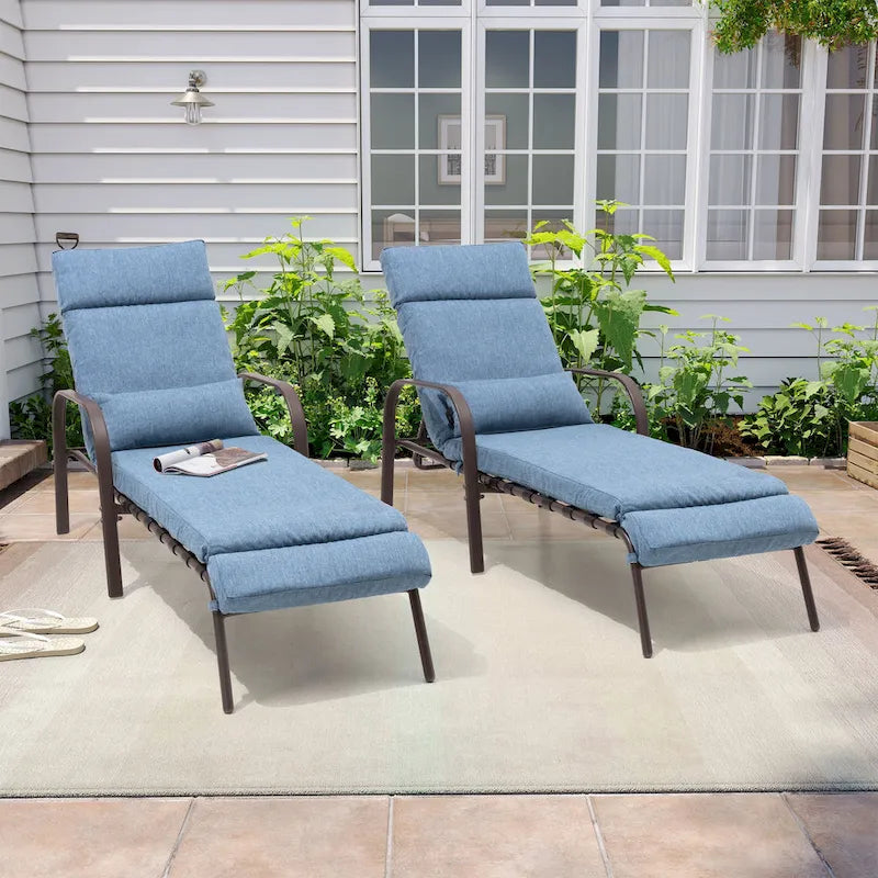VredHom Chaise longue d'extérieur réglable avec coussin et oreiller (lot de 2) - Lot de 2