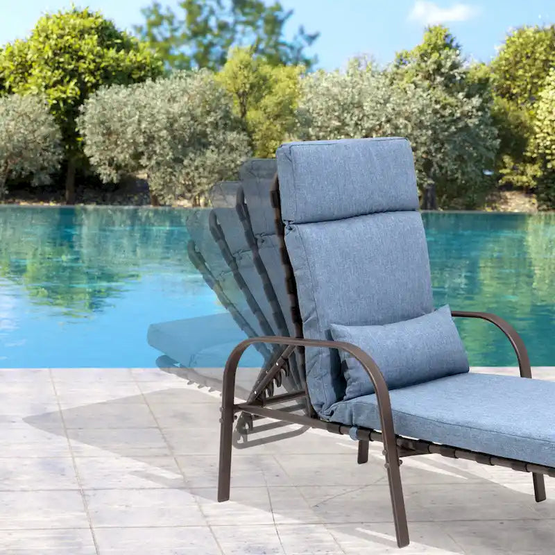 VredHom Chaise longue d'extérieur réglable avec coussin et oreiller (lot de 2) - Lot de 2