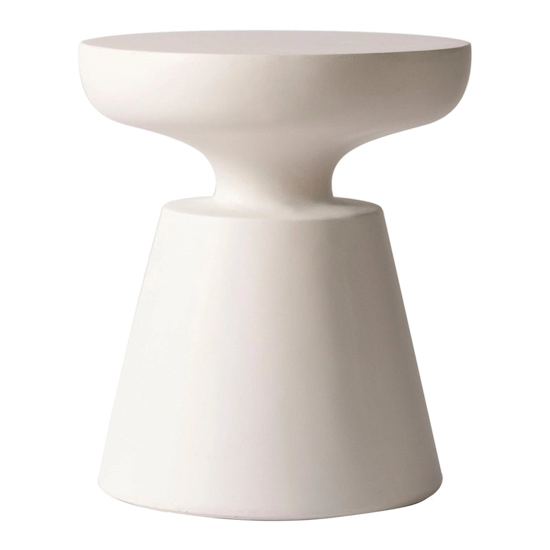 Table d'appoint ronde moderne Isle en fibre de pierre pour l'intérieur et l'extérieur avec base piédestal