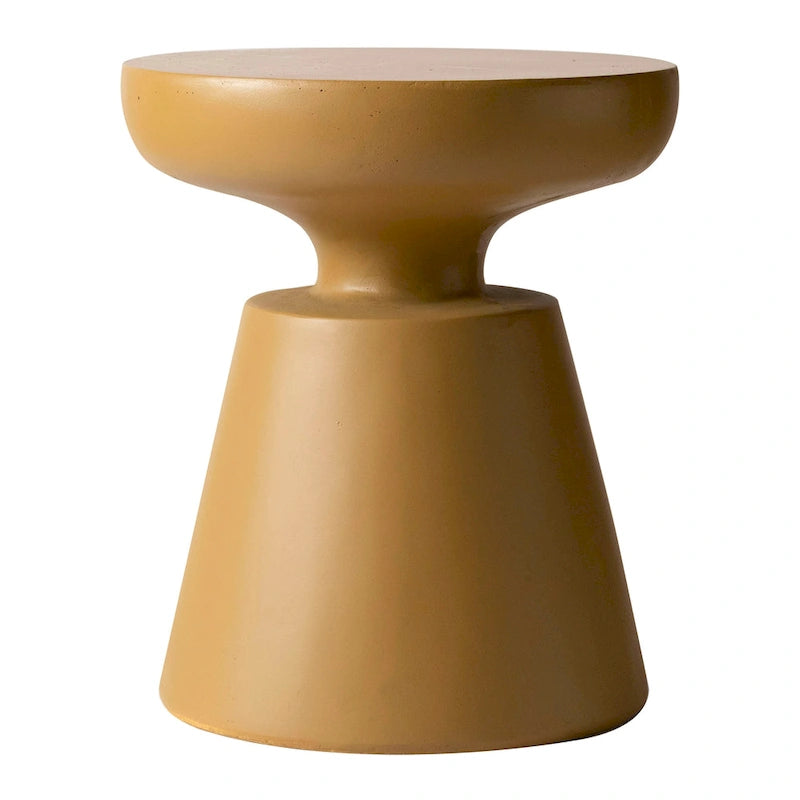Table d'appoint ronde moderne Isle en fibre de pierre pour l'intérieur et l'extérieur avec base piédestal