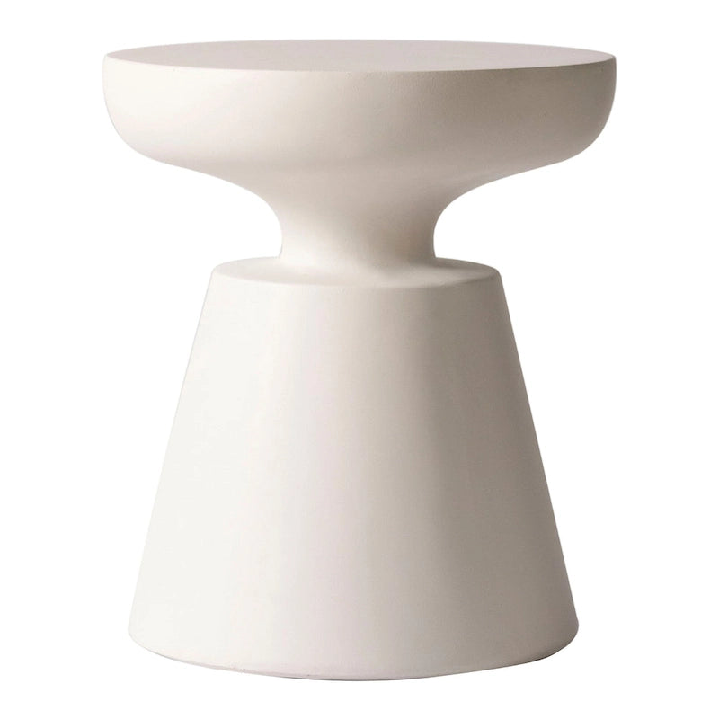 Table d'appoint ronde moderne Isle en fibre de pierre pour l'intérieur et l'extérieur avec base piédestal