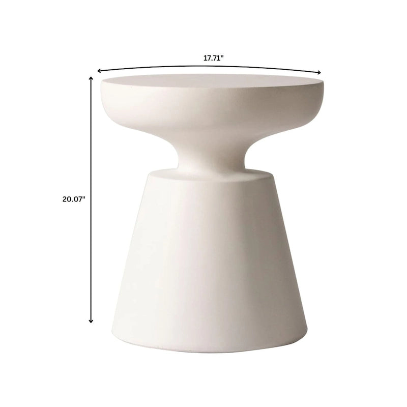 Table d'appoint ronde moderne Isle en fibre de pierre pour l'intérieur et l'extérieur avec base piédestal