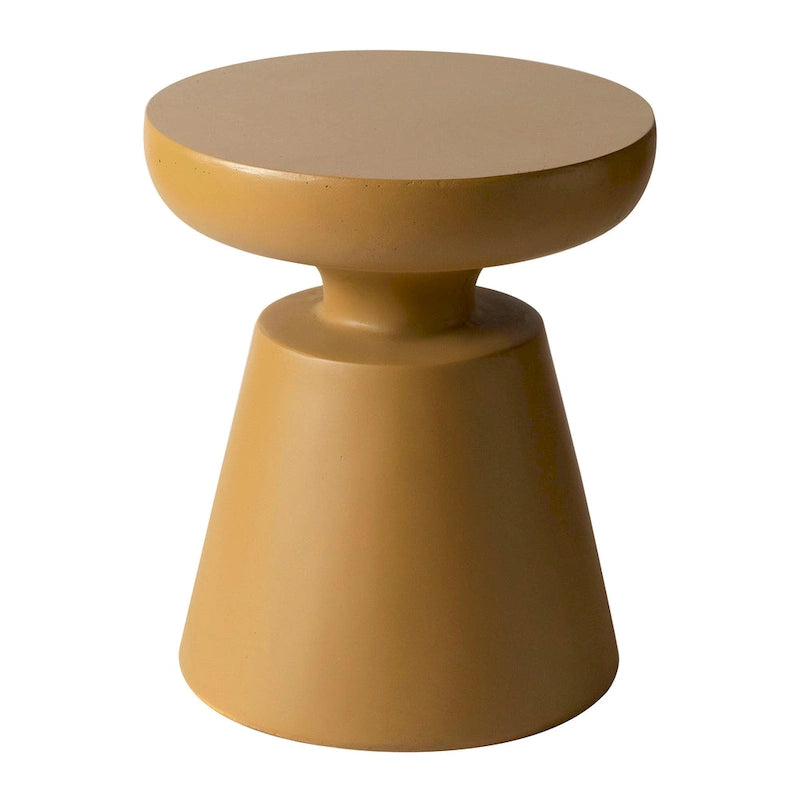 Table d'appoint ronde moderne Isle en fibre de pierre pour l'intérieur et l'extérieur avec base piédestal
