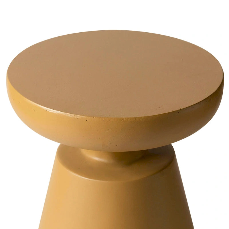 Table d'appoint ronde moderne Isle en fibre de pierre pour l'intérieur et l'extérieur avec base piédestal
