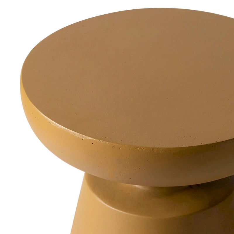 Table d'appoint ronde moderne Isle en fibre de pierre pour l'intérieur et l'extérieur avec base piédestal