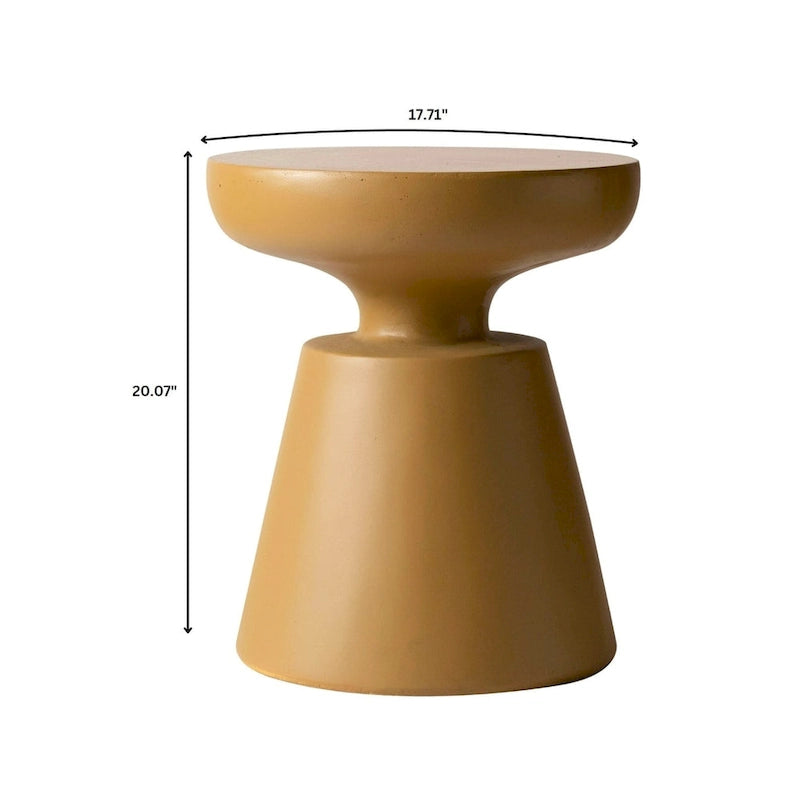 Table d'appoint ronde moderne Isle en fibre de pierre pour l'intérieur et l'extérieur avec base piédestal