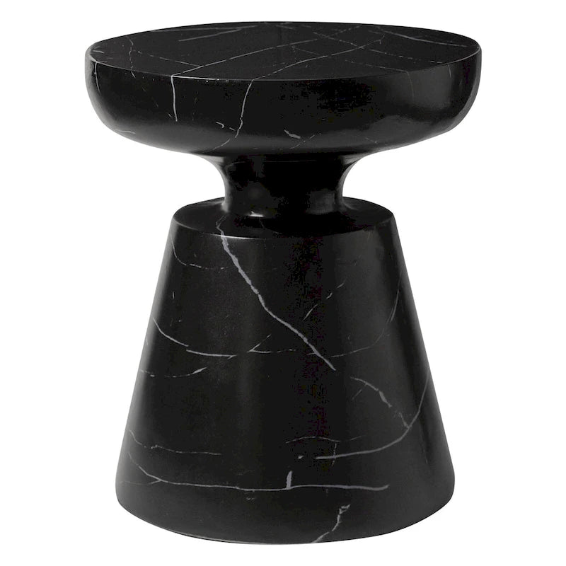Table d'appoint ronde moderne Isle en fibre de pierre pour l'intérieur et l'extérieur avec base piédestal