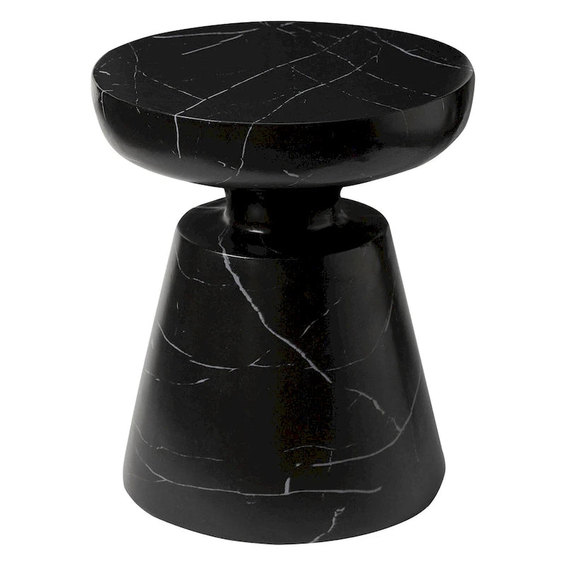 Table d'appoint ronde moderne Isle en fibre de pierre pour l'intérieur et l'extérieur avec base piédestal