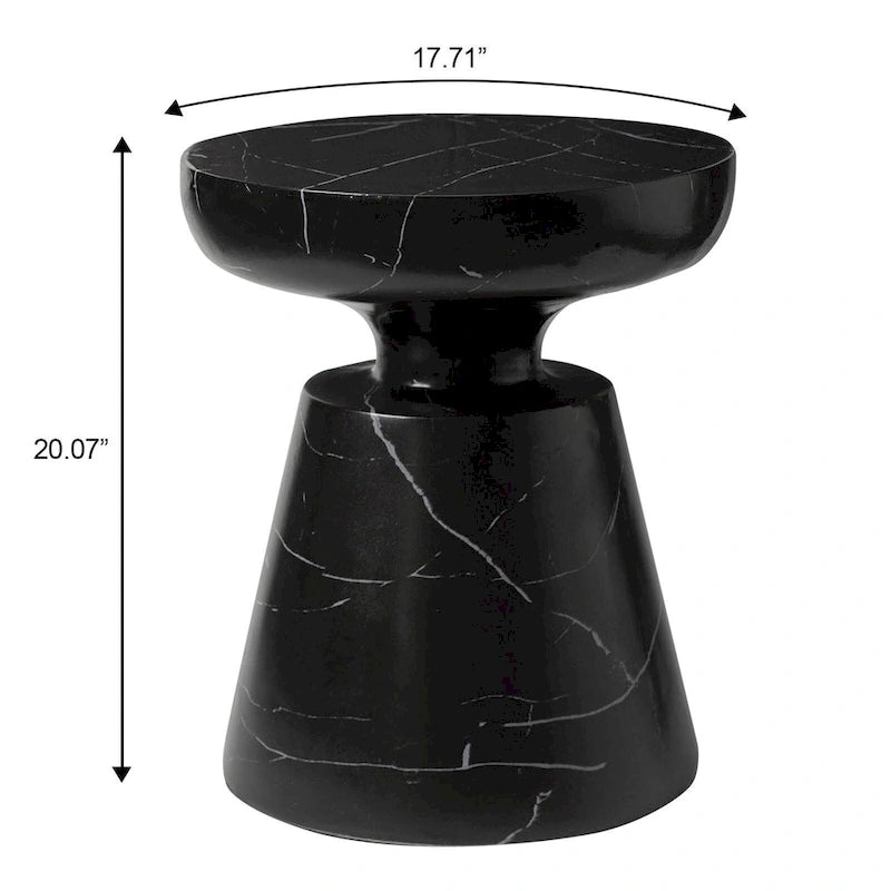 Table d'appoint ronde moderne Isle en fibre de pierre pour l'intérieur et l'extérieur avec base piédestal