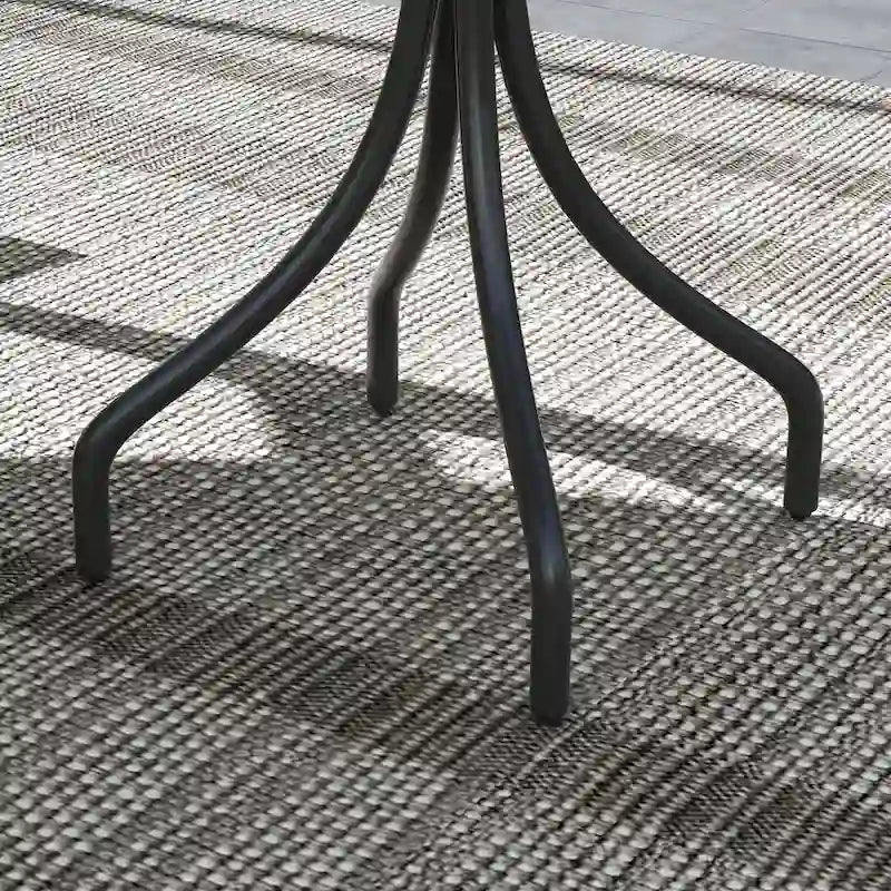 Table d'appoint d'extérieur, table basse de patio ronde avec structure en acier et plateau à lattes