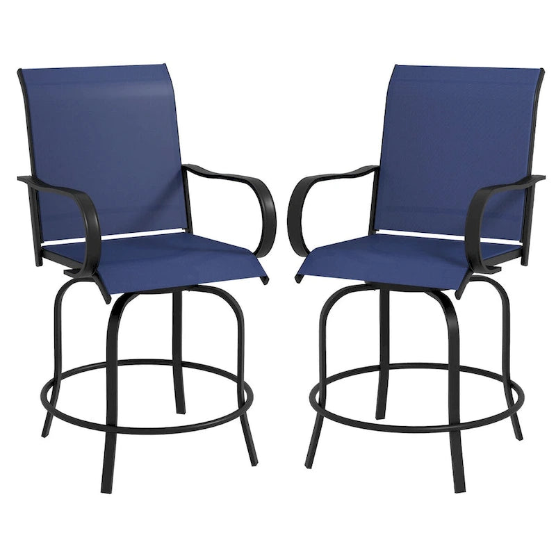 Outdoor 360 Swivel Bar Stools with Armrests, Mesh Fabric (Set of 2)