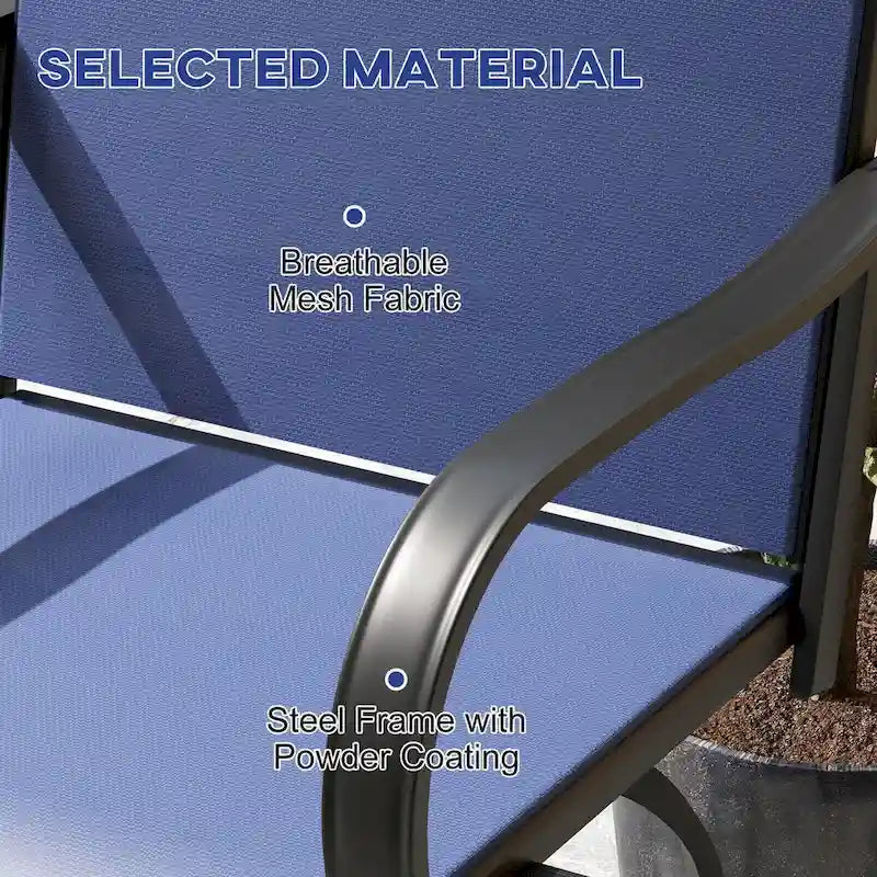 Tabourets de bar pivotants à 360° pour l'extérieur avec accoudoirs, tissu maillé (lot de 2)