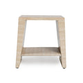Classic Home Rosen Outdoor Round Stone End Table in Beige