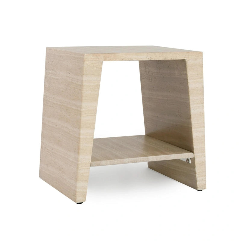 Table d'appoint ronde d'extérieur en pierre Classic Home Rosen, beige