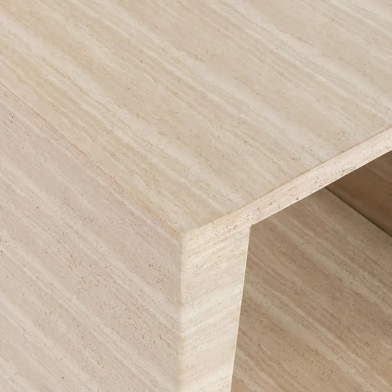 Table d'appoint ronde d'extérieur en pierre Classic Home Rosen, beige