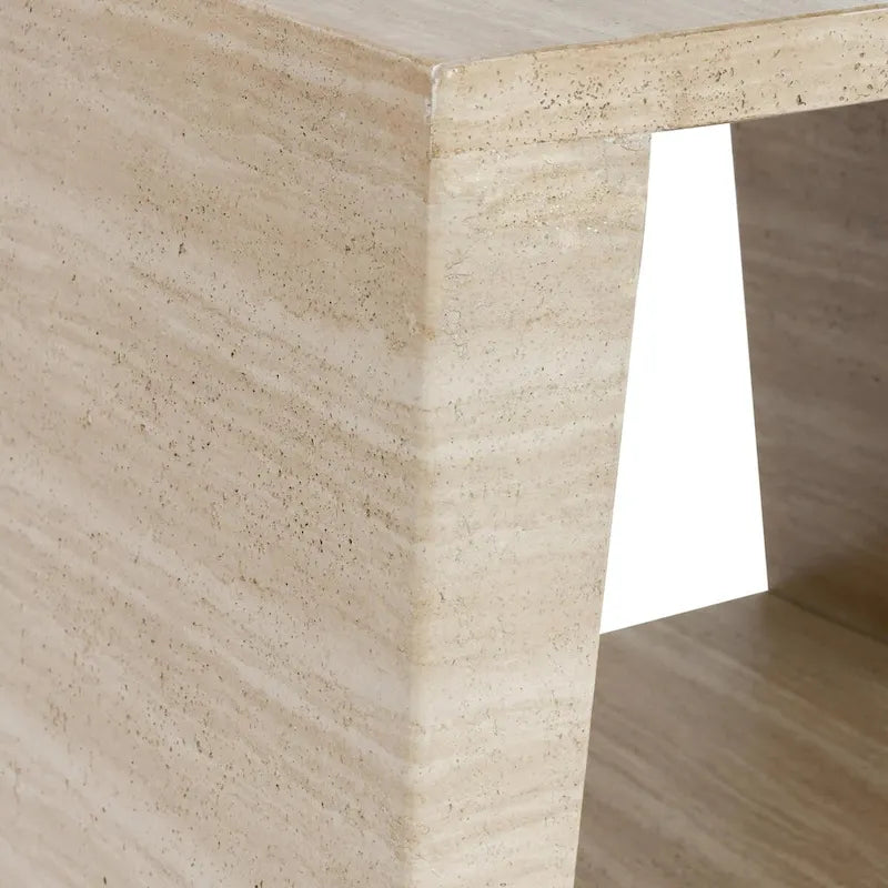 Table d'appoint ronde d'extérieur en pierre Classic Home Rosen, beige