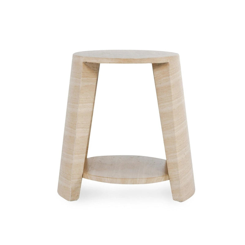 Table d'appoint ronde d'extérieur en pierre Classic Home Rosen, beige