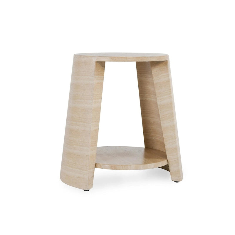 Table d'appoint ronde d'extérieur en pierre Classic Home Rosen, beige