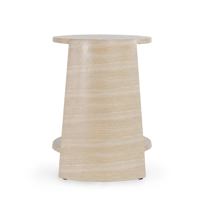 Table d'appoint ronde d'extérieur en pierre Classic Home Rosen, beige