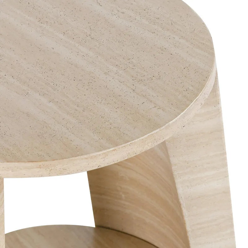 Table d'appoint ronde d'extérieur en pierre Classic Home Rosen, beige