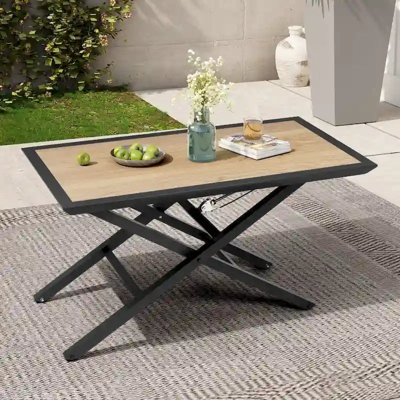 Table basse d'extérieur toutes saisons pour patio, hauteur réglable, en aluminium - Voir photo
