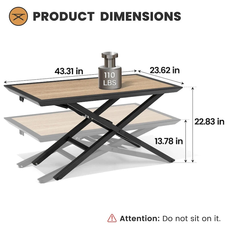 Table basse d'extérieur toutes saisons pour patio, hauteur réglable, en aluminium - Voir photo
