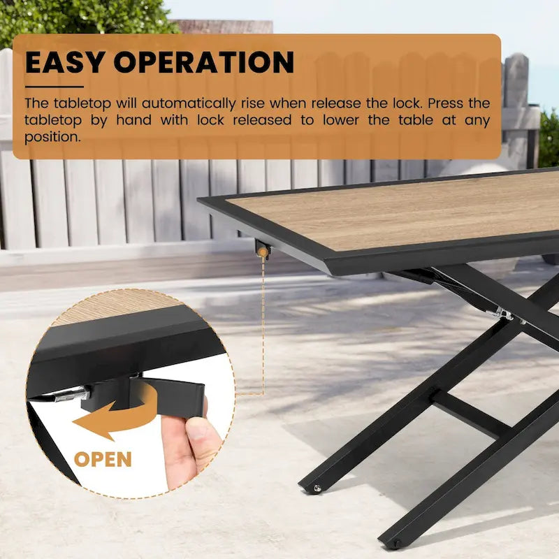 Table basse d'extérieur toutes saisons pour patio, hauteur réglable, en aluminium - Voir photo