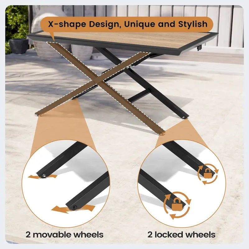 Table basse d'extérieur toutes saisons pour patio, hauteur réglable, en aluminium - Voir photo