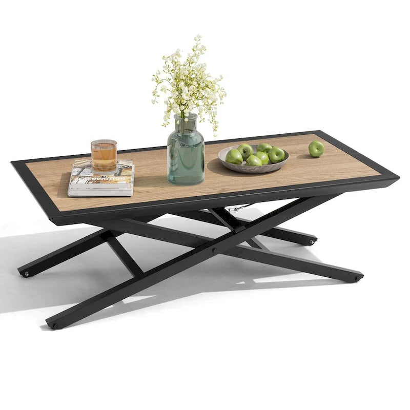 Table basse d'extérieur toutes saisons pour patio, hauteur réglable, en aluminium - Voir photo