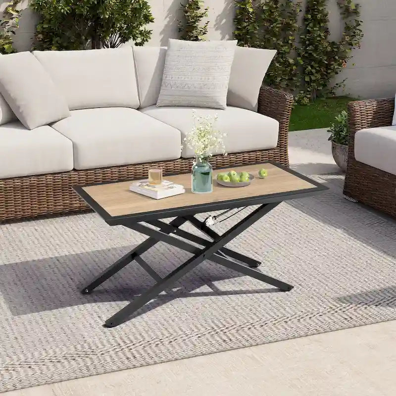 Table basse d'extérieur toutes saisons pour patio, hauteur réglable, en aluminium - Voir photo