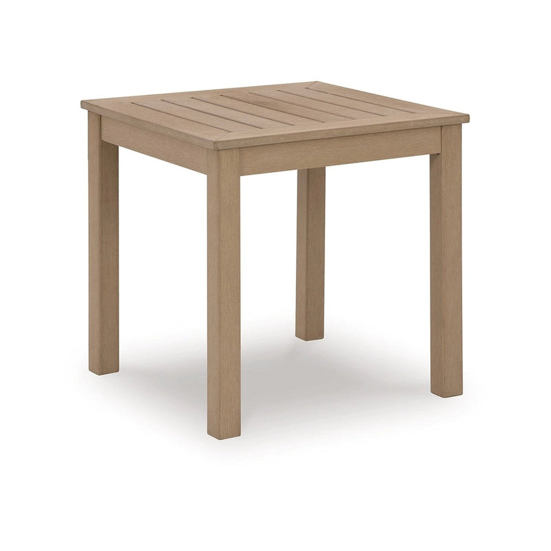 Table d'appoint d'extérieur Karo 24 pouces, plateau à lattes moderne, marron naturel