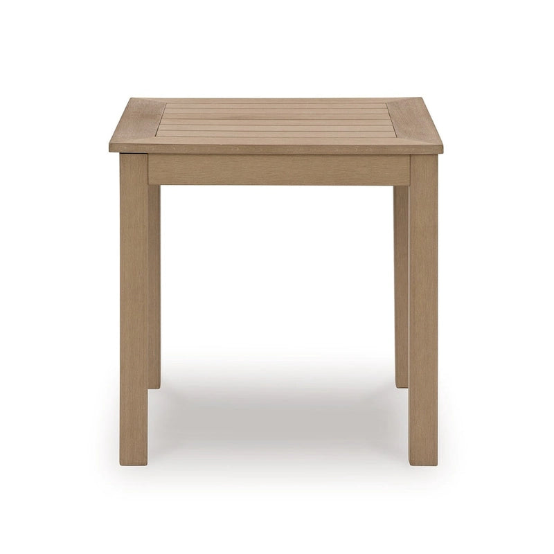 Table d'appoint d'extérieur Karo 24 pouces, plateau à lattes moderne, marron naturel