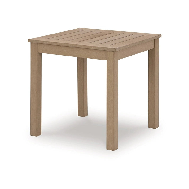 Table d'appoint d'extérieur Karo 24 pouces, plateau à lattes moderne, marron naturel