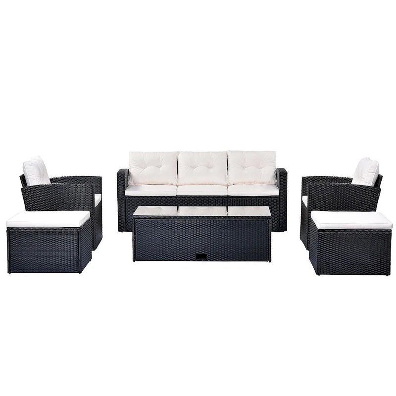 Ensemble de patio extérieur de 6 pièces, salon de jardin pour 7 personnes