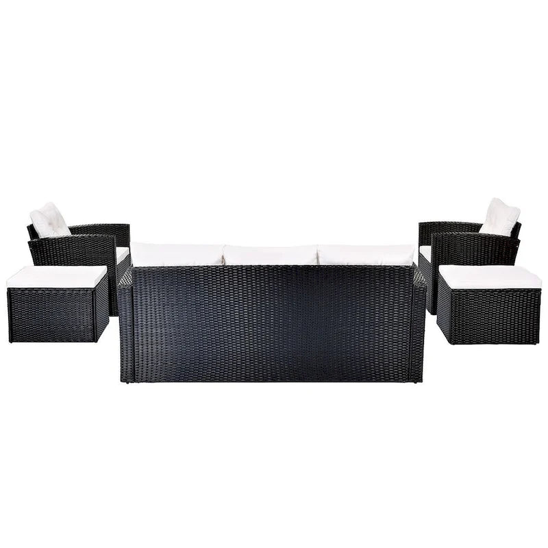 Ensemble de patio extérieur de 6 pièces, salon de jardin pour 7 personnes