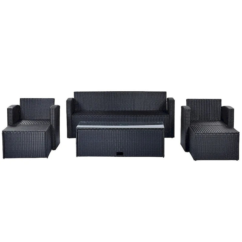 Ensemble de patio extérieur de 6 pièces, salon de jardin pour 7 personnes