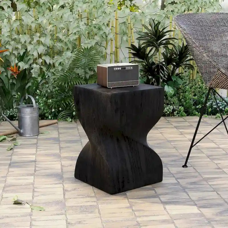 Onyx Square Side Table in Fiberstone Modern Accent Side Table for Indoor and Outdoor