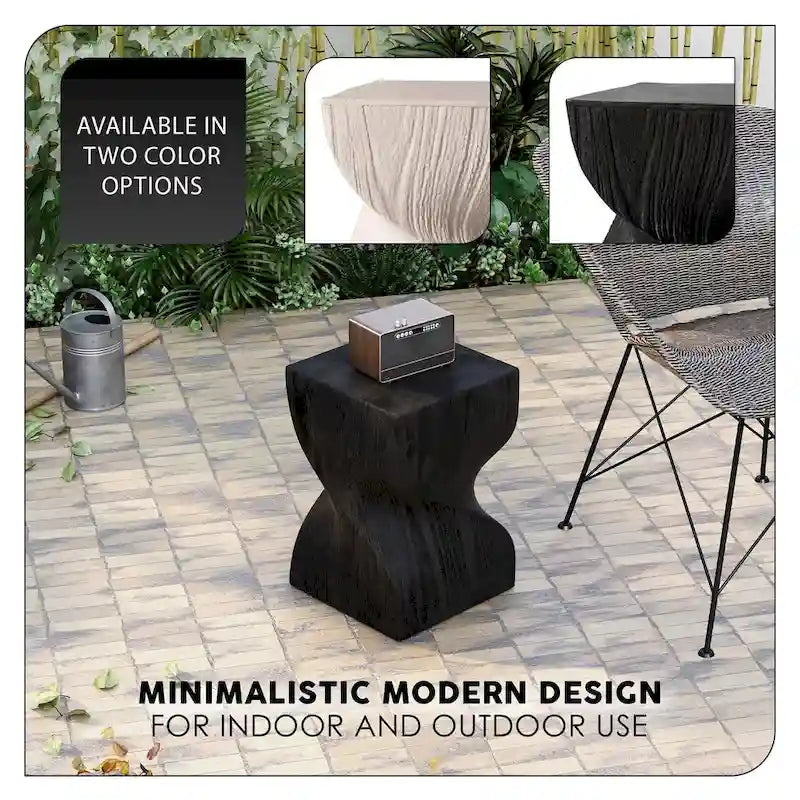 Table d'appoint carrée Onyx en fibrestone, table d'appoint moderne pour l'intérieur et l'extérieur